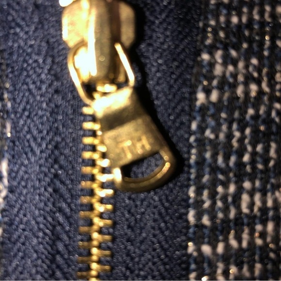 Tommy Hilfiger Athluxe Mixed Fabric Blue Tweed Gold Jacket Extra Small - Picture 6 of 13